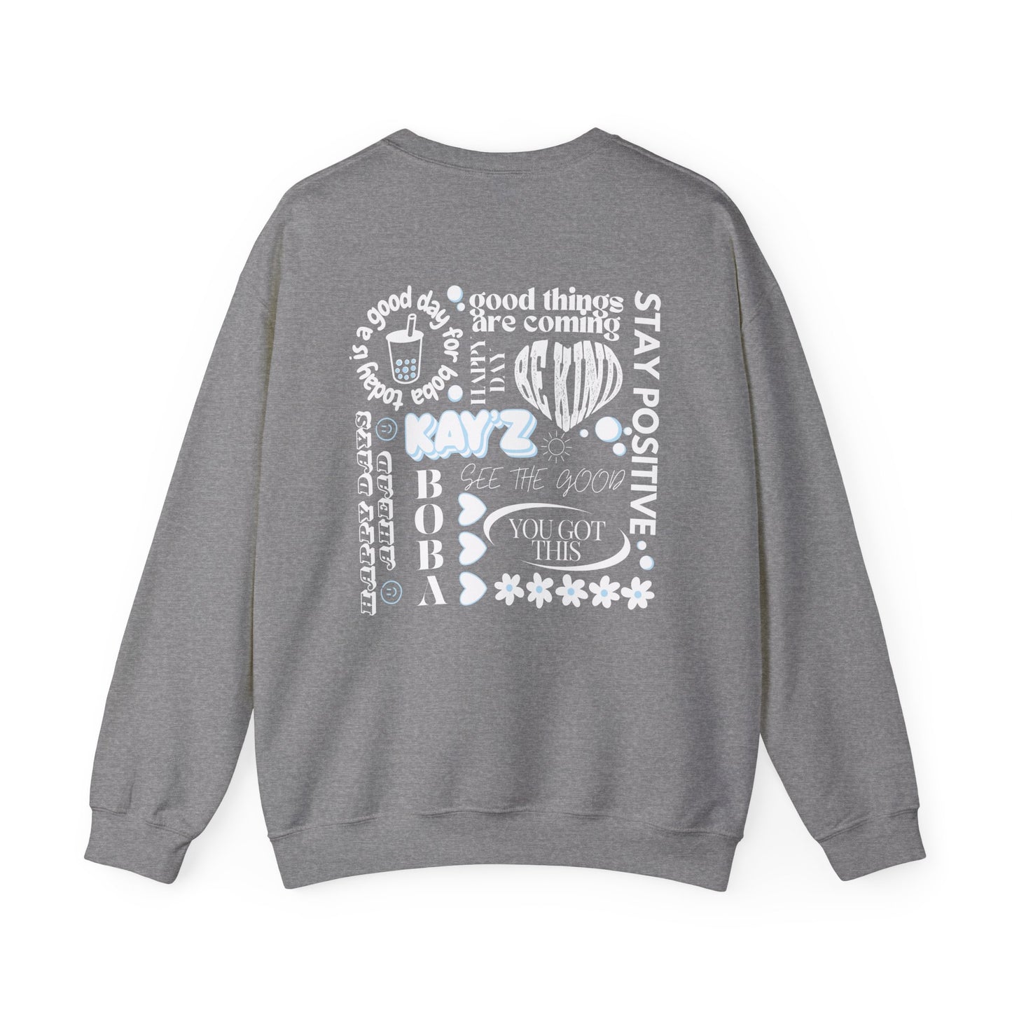 Kay'Z Inspiration Unisex Crewneck Sweatshirt (White & Blue Lettering)
