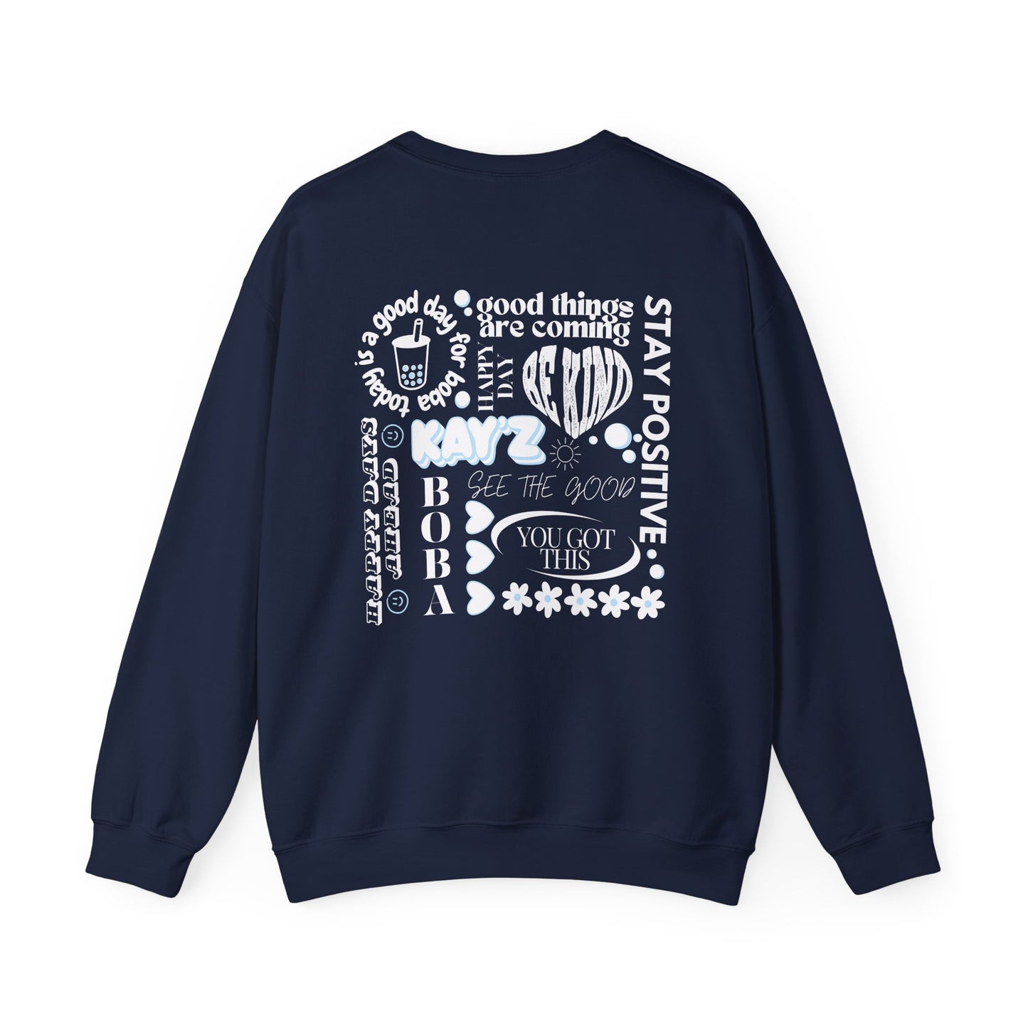 Kay'Z Inspiration Unisex Crewneck Sweatshirt (White & Blue Lettering)