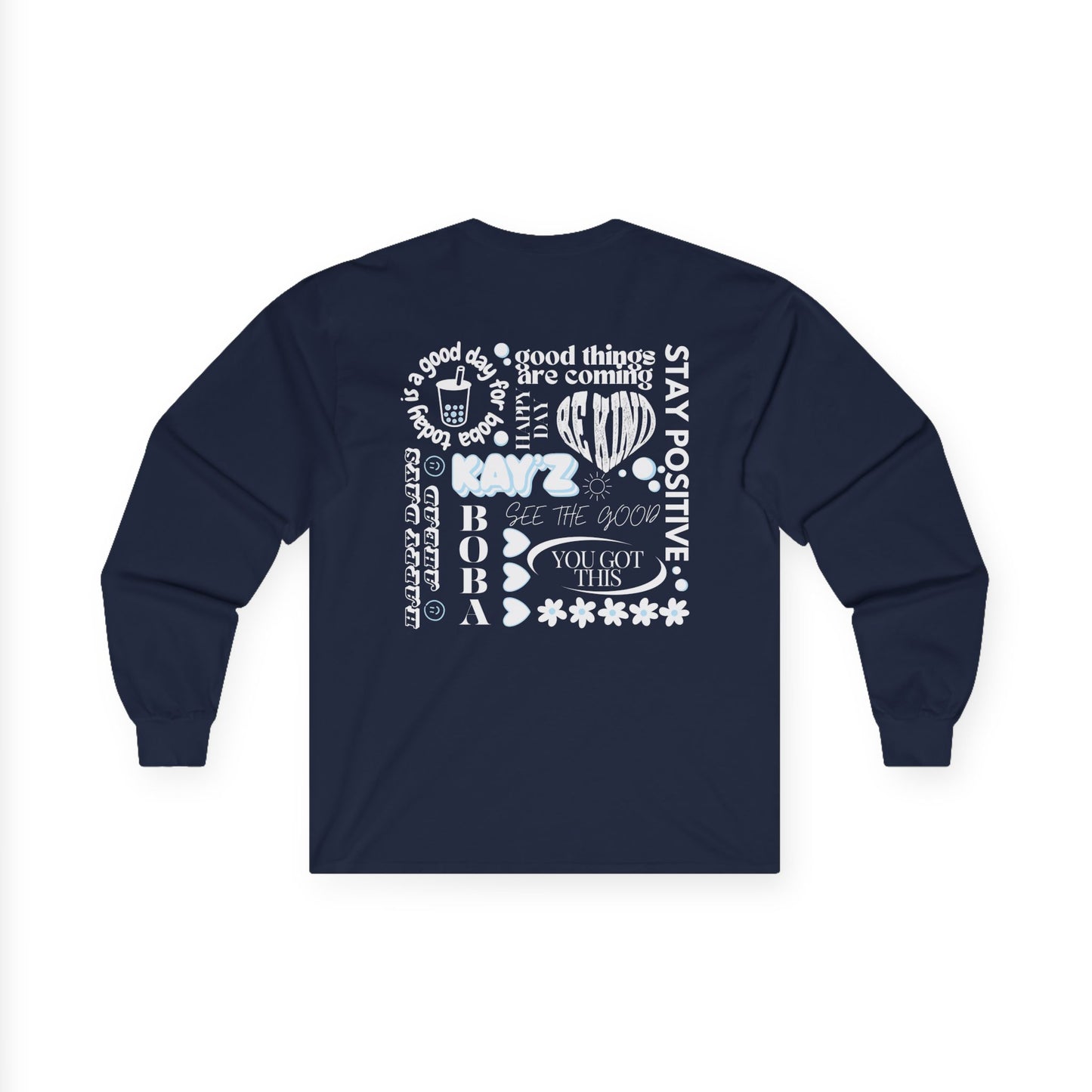 Kay'Z Inspirational Unisex Long Sleeve Tee (Blue Lettering)
