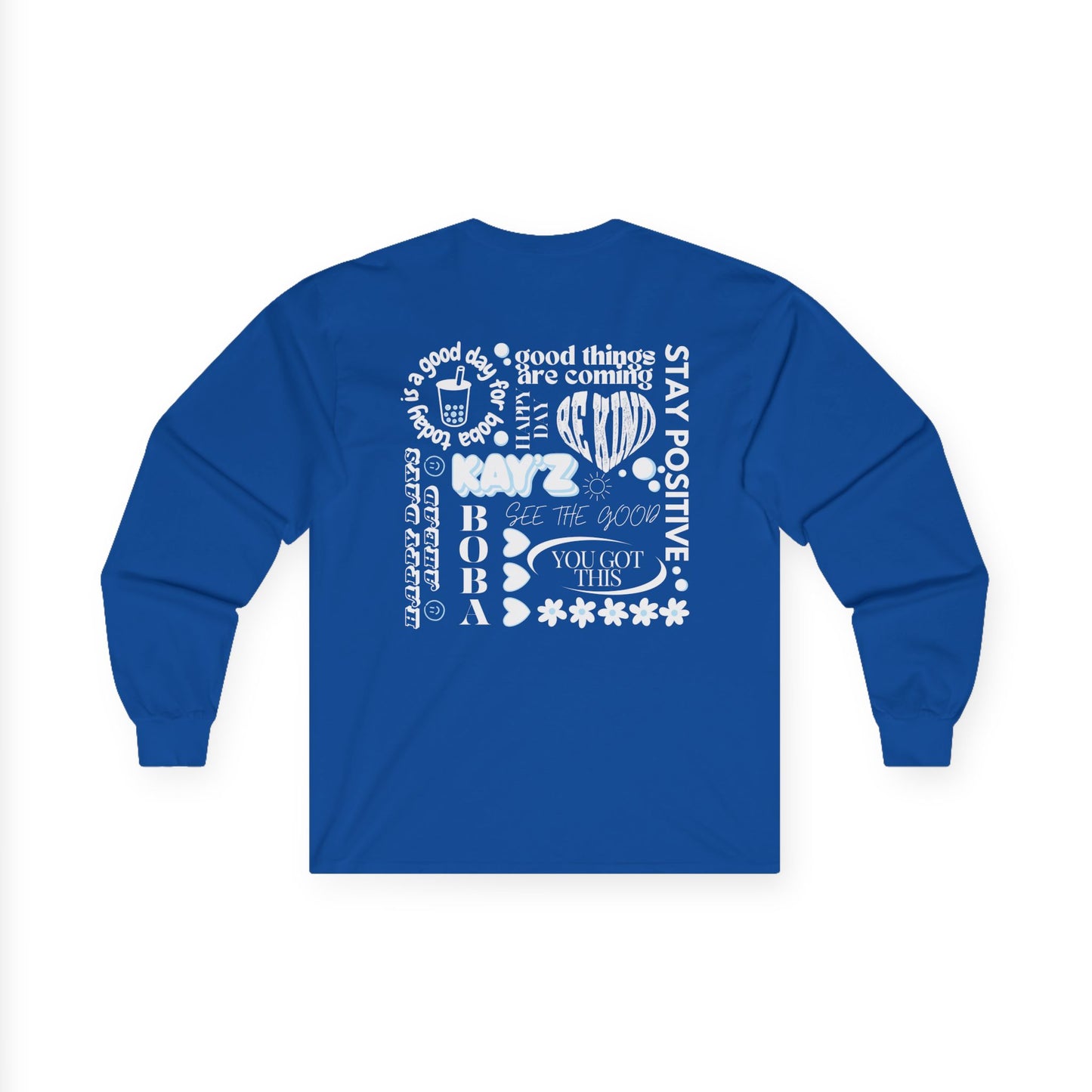 Kay'Z Inspirational Unisex Long Sleeve Tee (Blue Lettering)